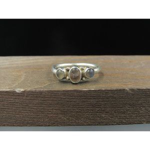 Size 7.75 Sterling Silver Triple Unknown Cloudy Worn Rustic Band Ring Vintage